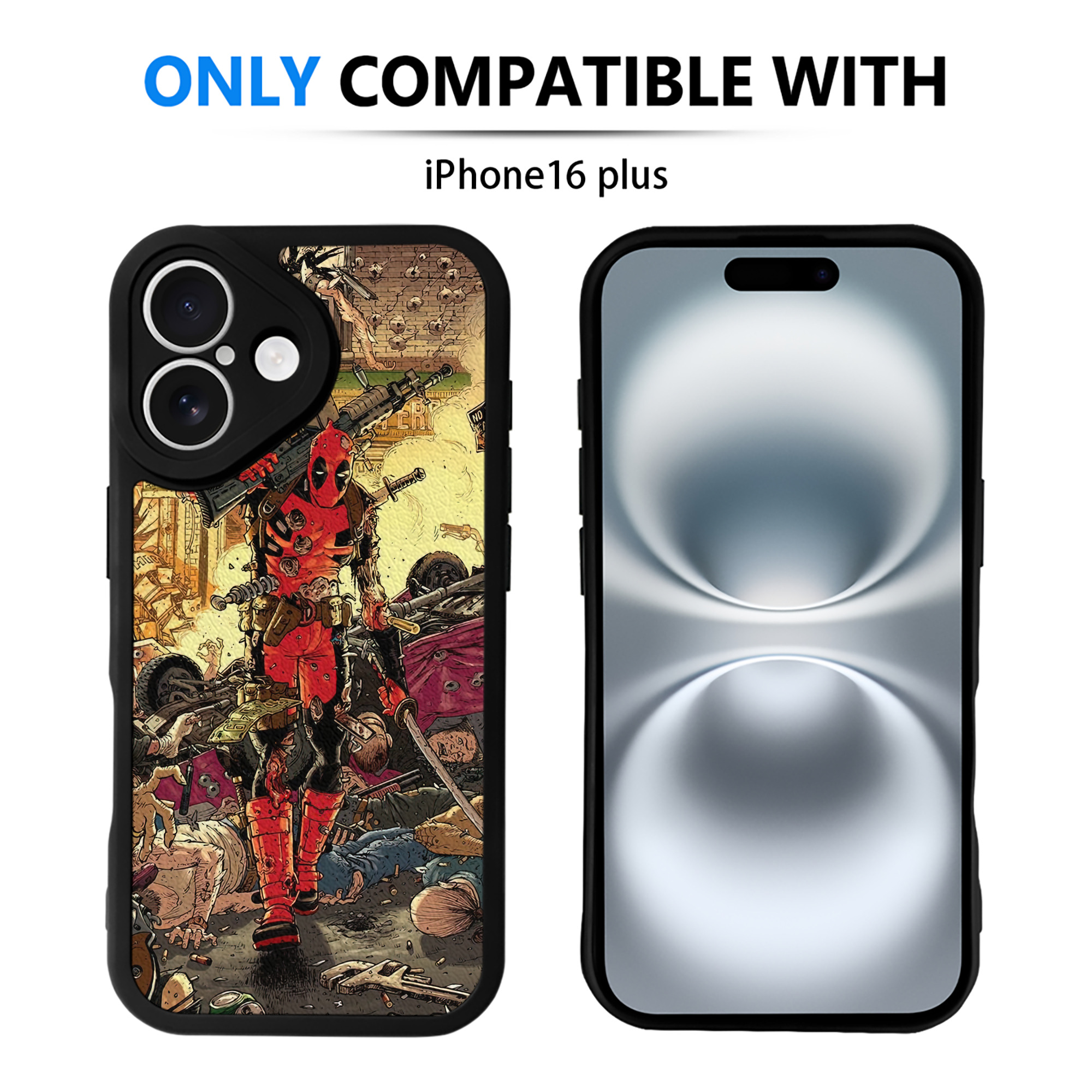 （画像用） Deadpool デッドプール 【iPhone 16シリーズ対応】シリコンスマホケース（レザー調） 材質：シリコン